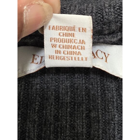 Ellen Tracy Women's Open Front Long Cardigan Wool Blend Leather Accent & Pockets - Picture 11 of 11